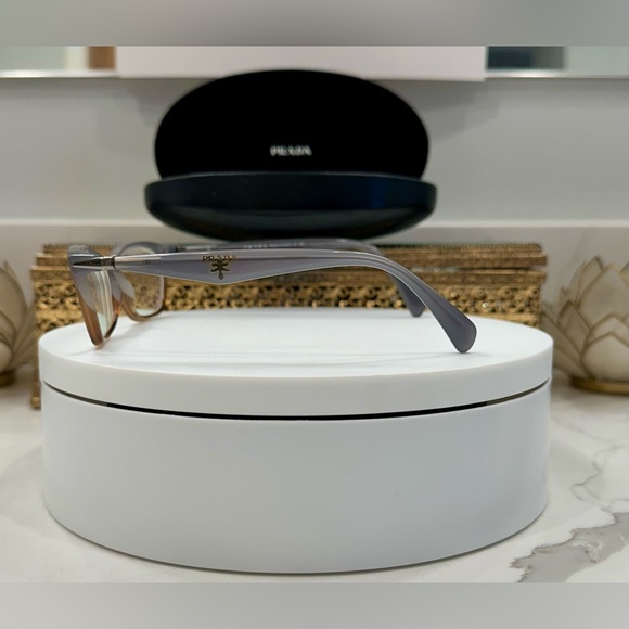 Prada - 2-Tone Blue-Gray/Ambery Brown - Rx Eyeglass Frames - w/ PRADA Hard-Case - Picture 8 of 15